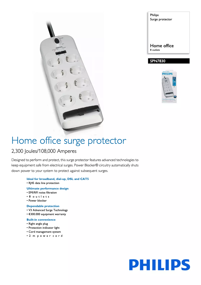 Page 1 de la notice Brochure Philips SPN7830