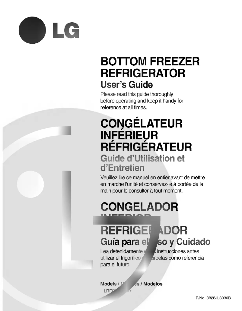 Page 1 de la notice Manuel utilisateur LG GR-B258JBAA