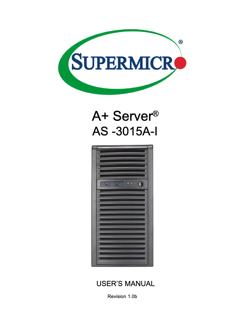 Page 1 de la notice Manuel utilisateur Supermicro SuperServer AS-3015A-I