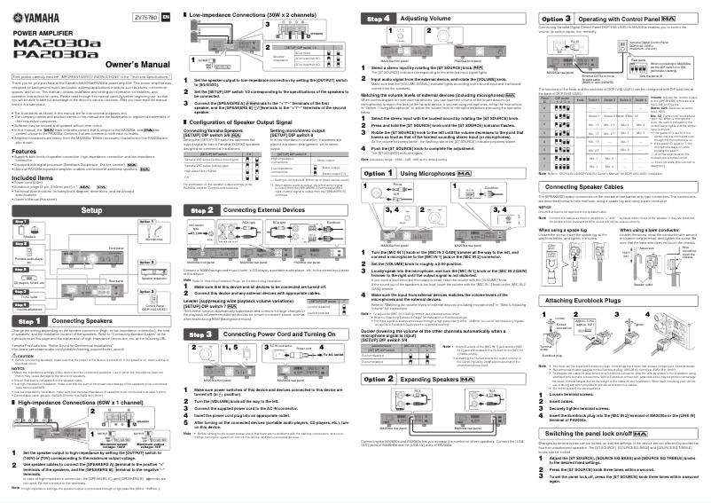 Page 1 de la notice Manuel utilisateur Yamaha MA2030a