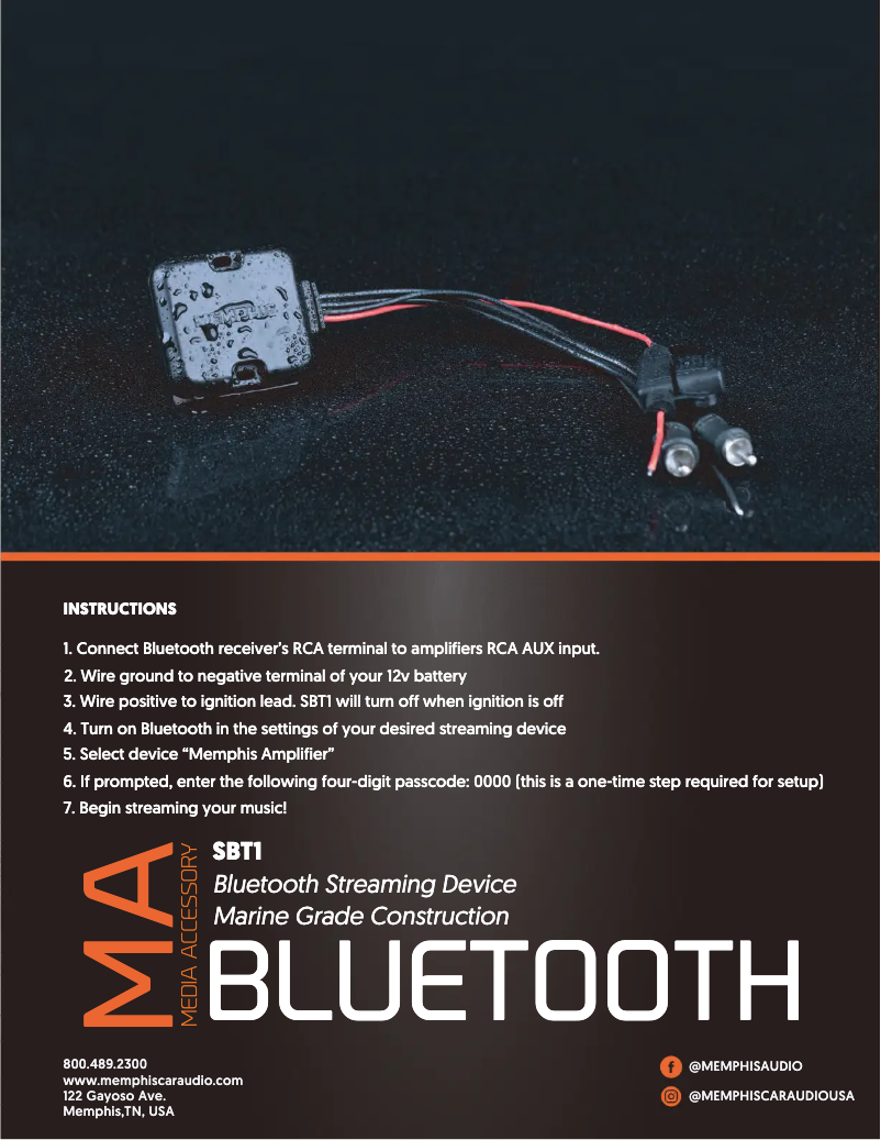 Page 1 de la notice Manuel utilisateur Memphis Audio SBT1