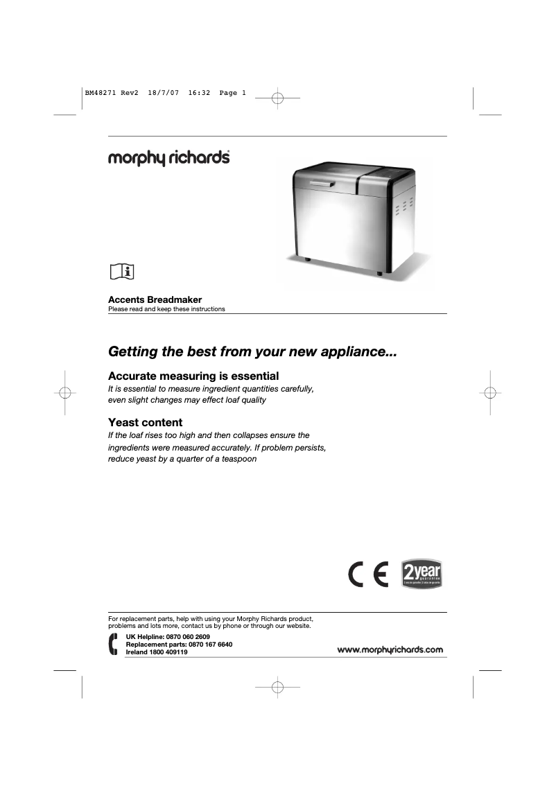 Page 1 de la notice Manuel utilisateur Morphy Richards Accents BM 48271