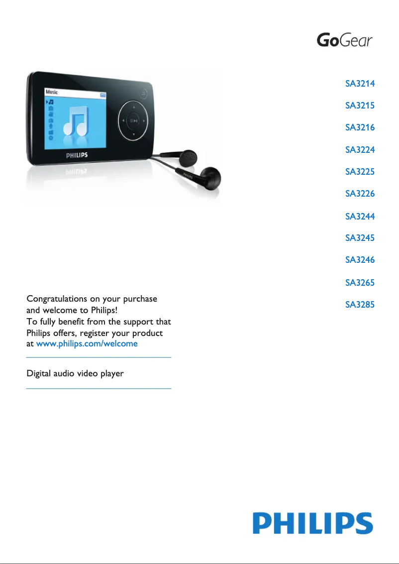Image de la première page du manuel de l'appareil GoGear SA3215