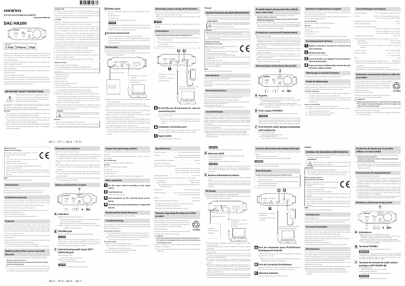Image de la première page du manuel de l'appareil DAC-HA200(B)