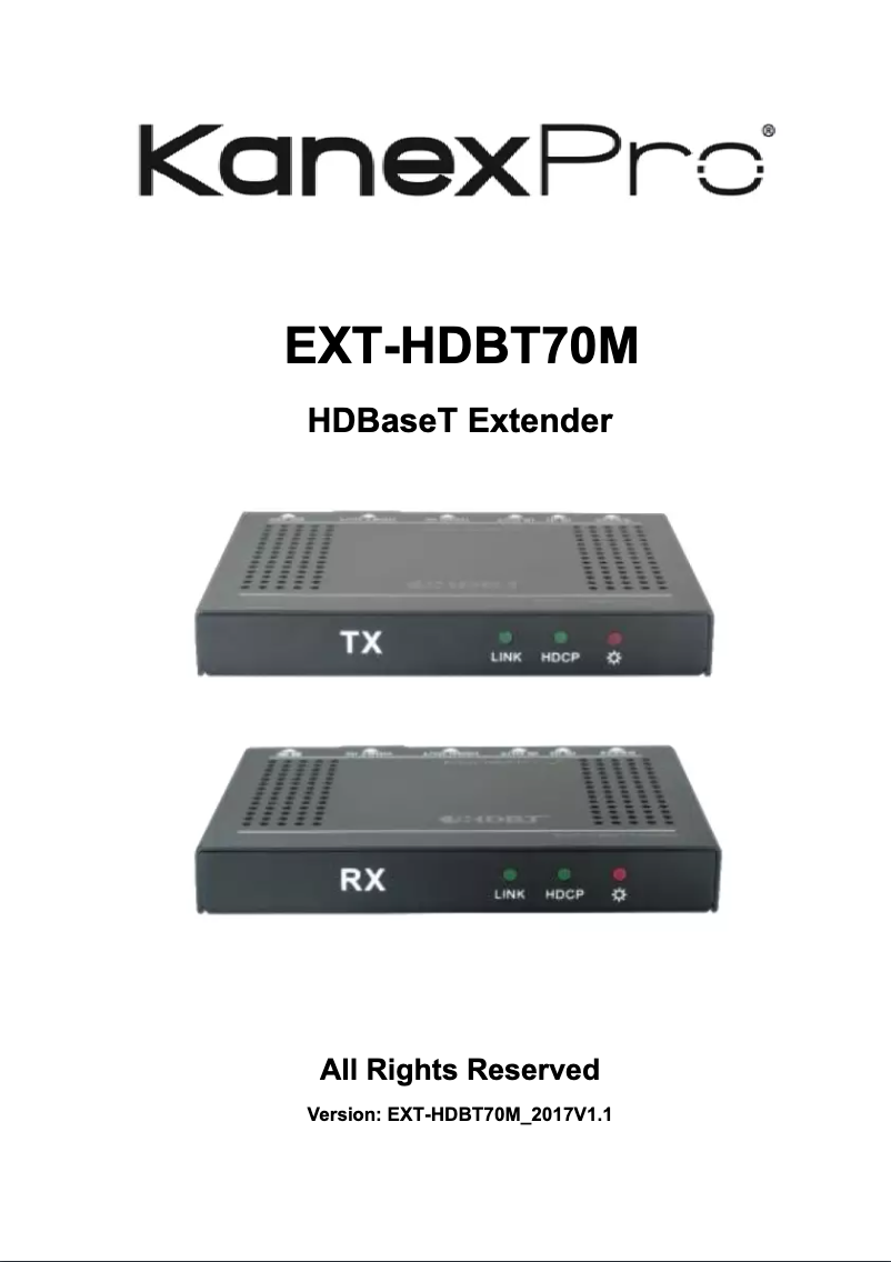 Image de la première page du manuel de l'appareil EXT-HDBT70M