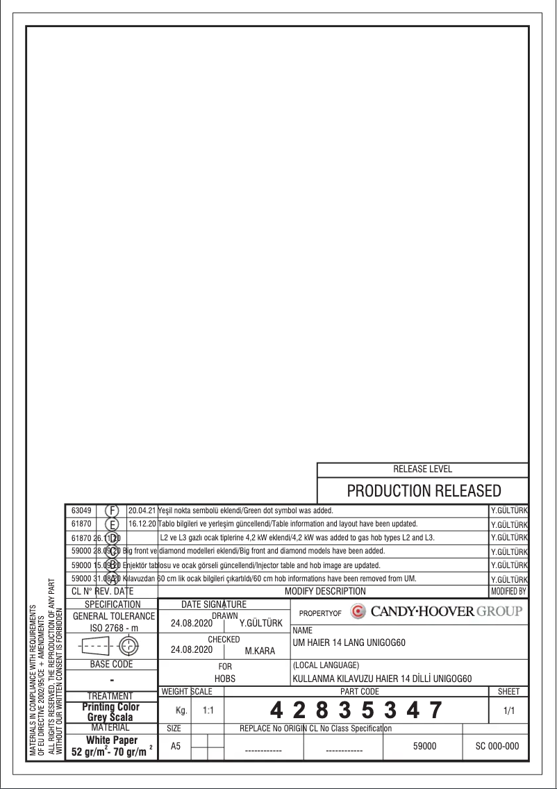 Image de la première page du manuel de l'appareil HAVG6BF4HB