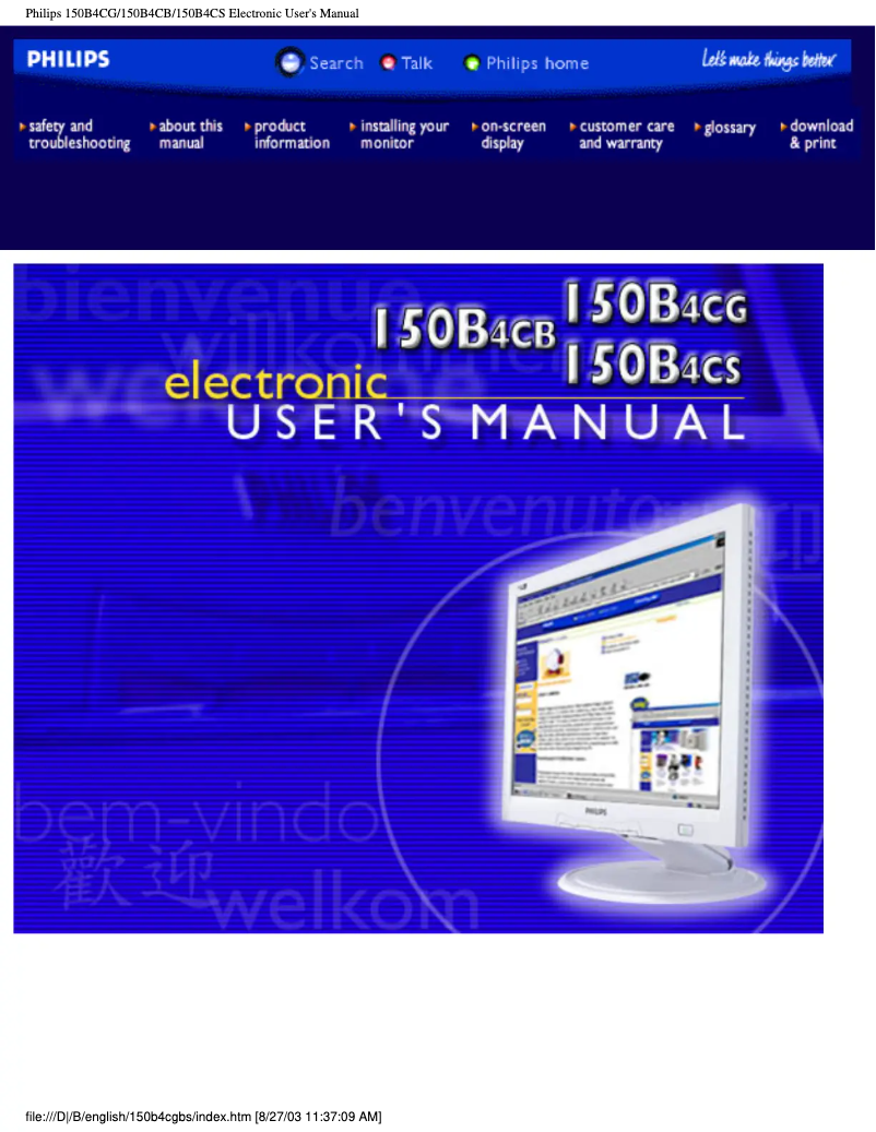 First page image of the manual for 150B4CB