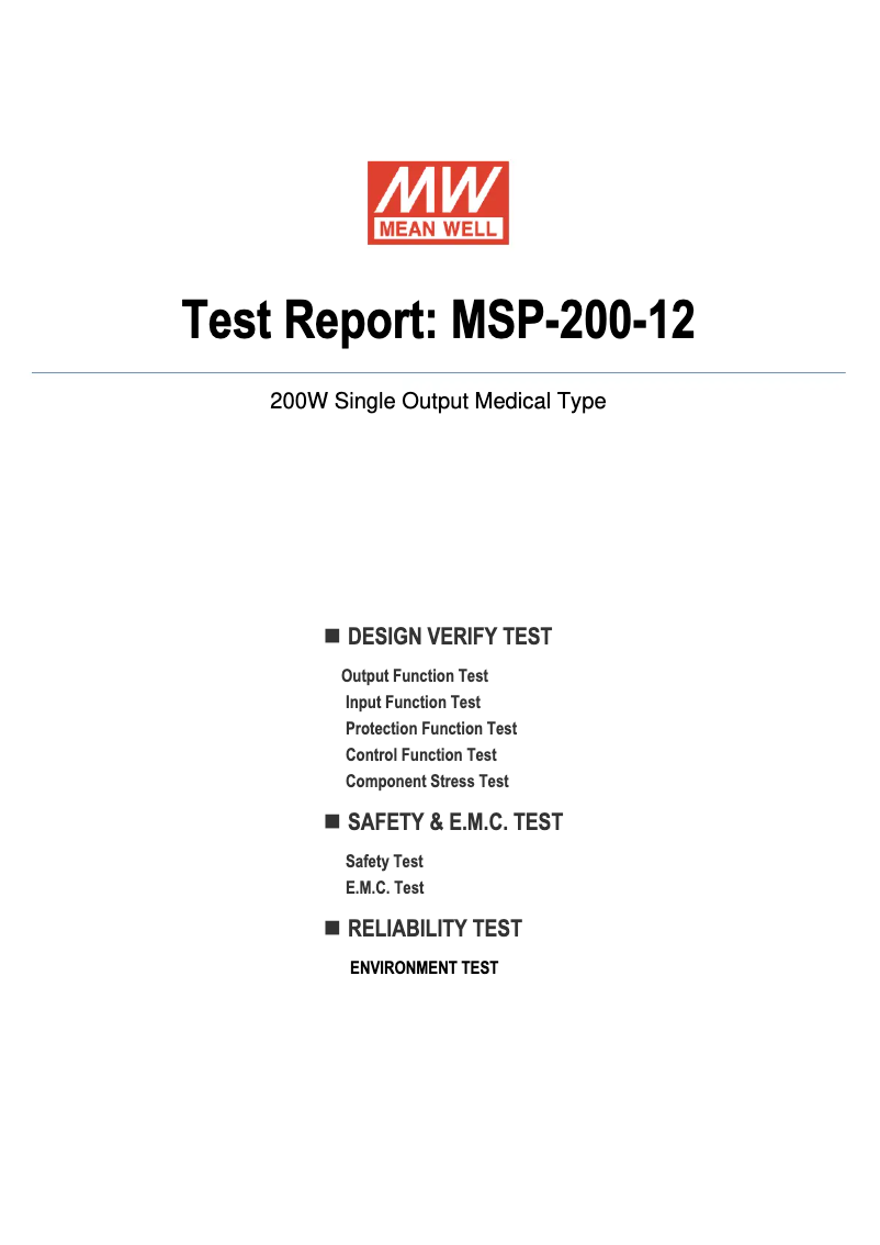 Page n°1 - Fiche technique Mean Well MSP-200-12