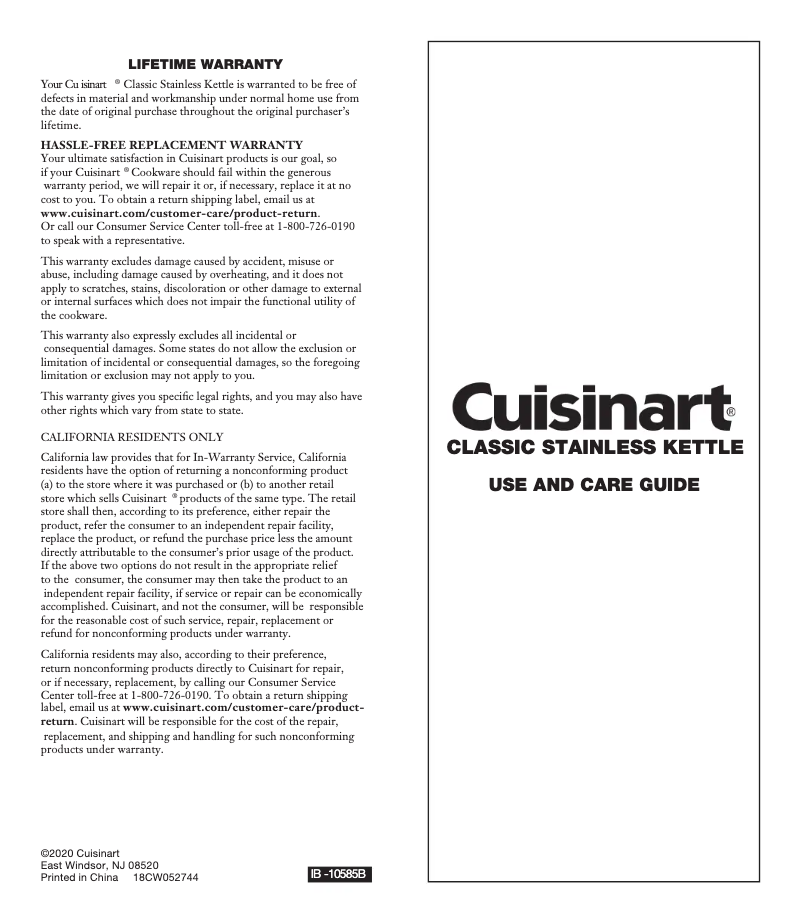 Page 1 de la notice Manuel utilisateur Cuisinart Valor CTK-STRMR