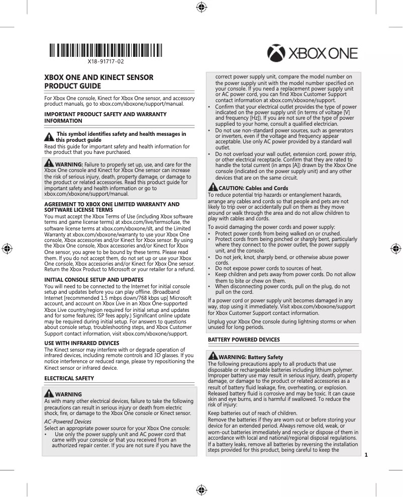 Page n°1 - Manuel utilisateur Microsoft Xbox One S 1