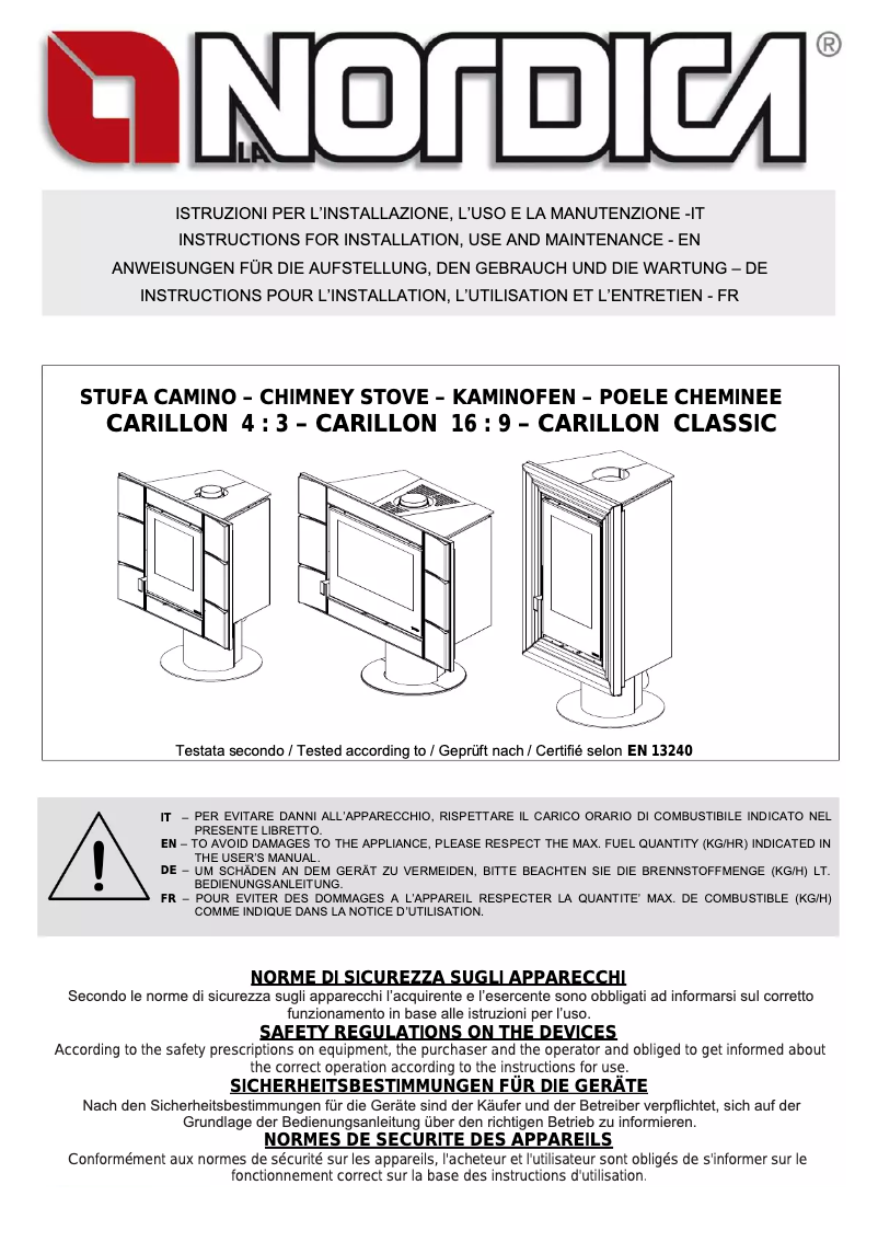 Page 1 de la notice Manuel utilisateur La Nordica Carillon 16-9