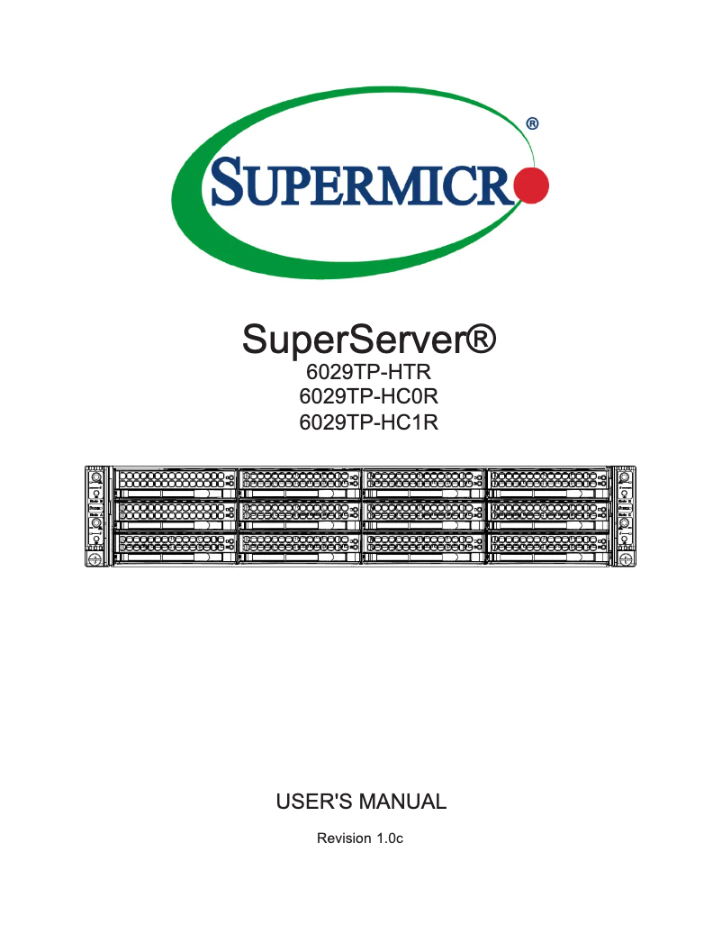 Page 1 de la notice Manuel utilisateur Supermicro SuperServer 6029TP-HC0R