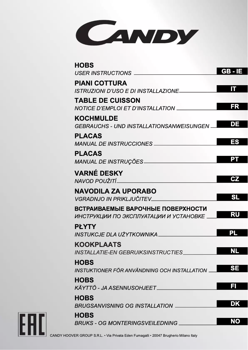 Page 1 de la notice Manuel utilisateur Candy CH630C