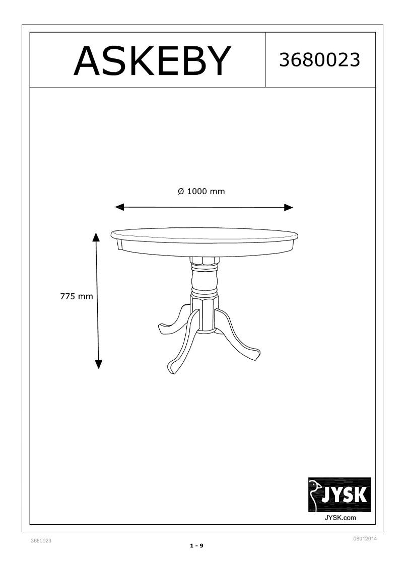 Página 1 del manual Manual de usuario JYSK Askeby (100x75)