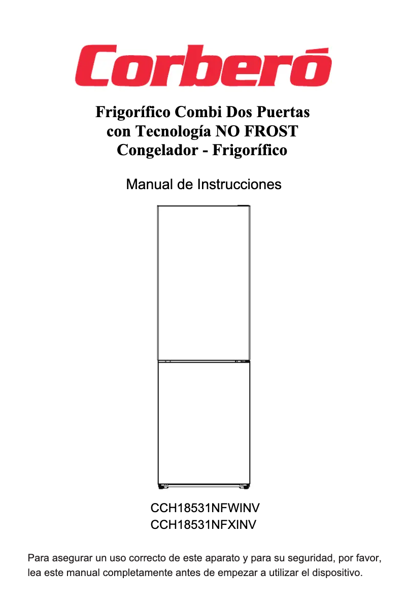 Page 1 de la notice Manuel utilisateur Corbero CCH18531NFXINV