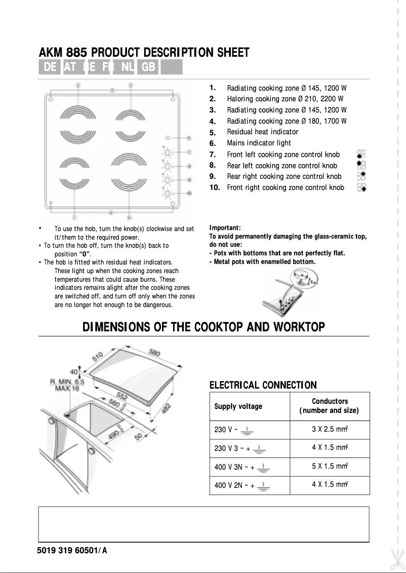 Page 1 de la notice Manuel utilisateur Whirlpool AKM 885