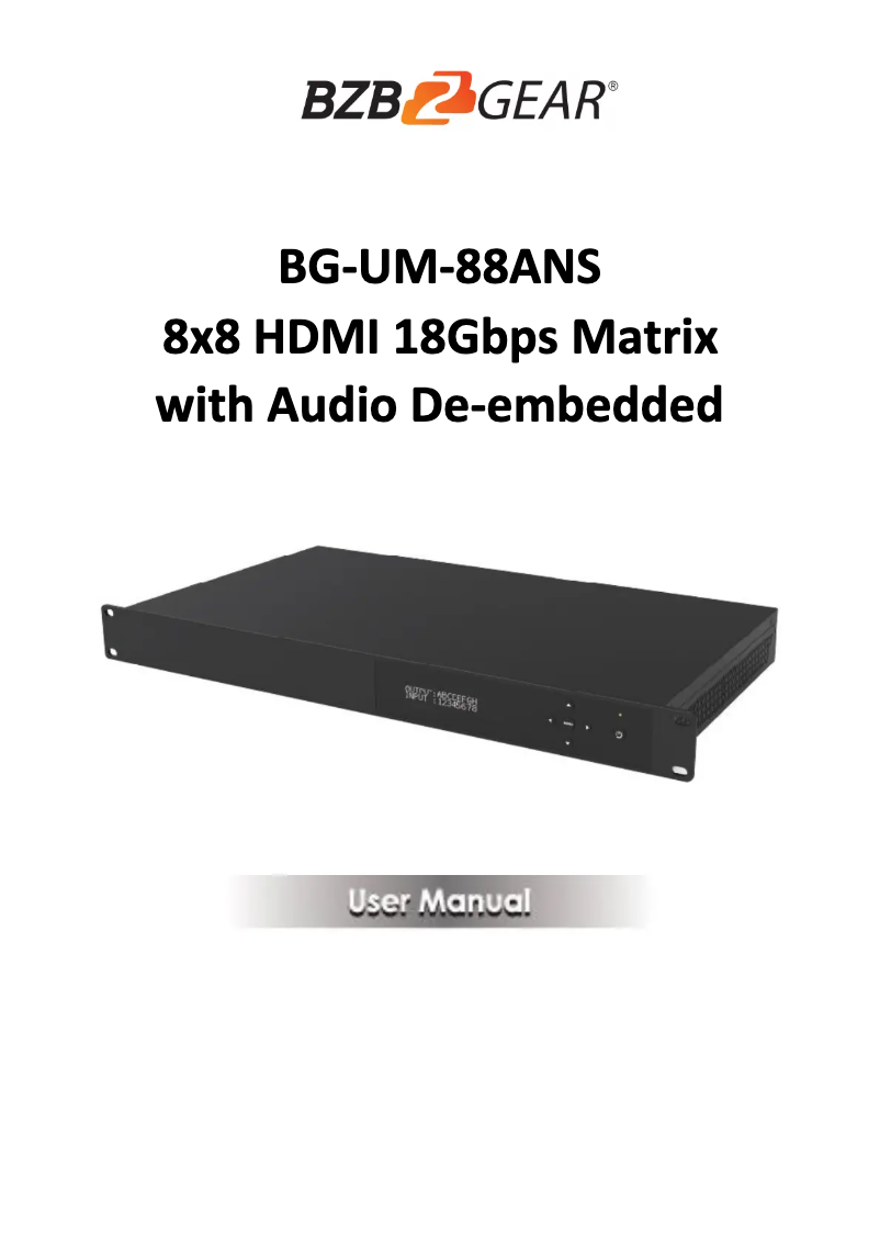 Página 1 del manual Manual de usuario BZBGear BG-UM-88ANS