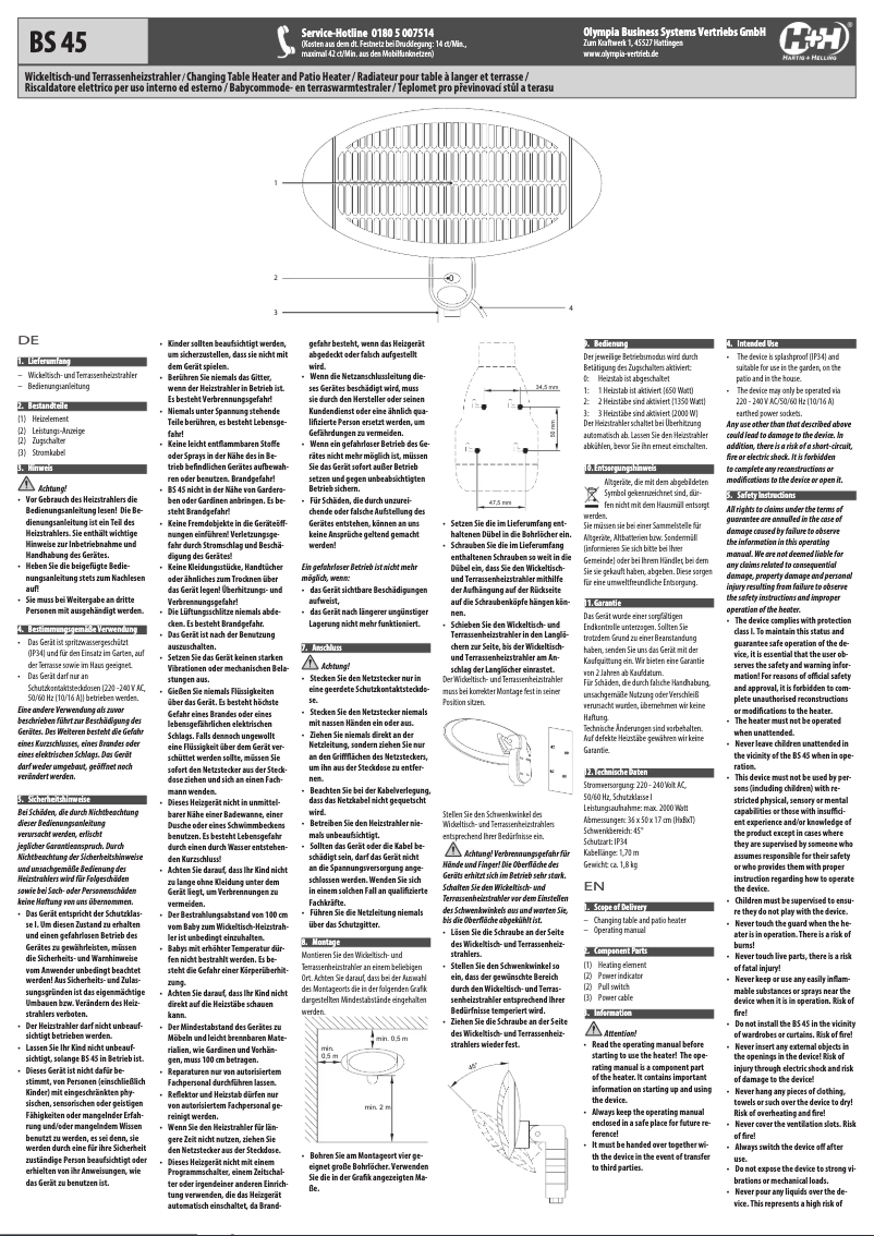 Page n°1 - Manuel utilisateur Hartig & Helling BS 45