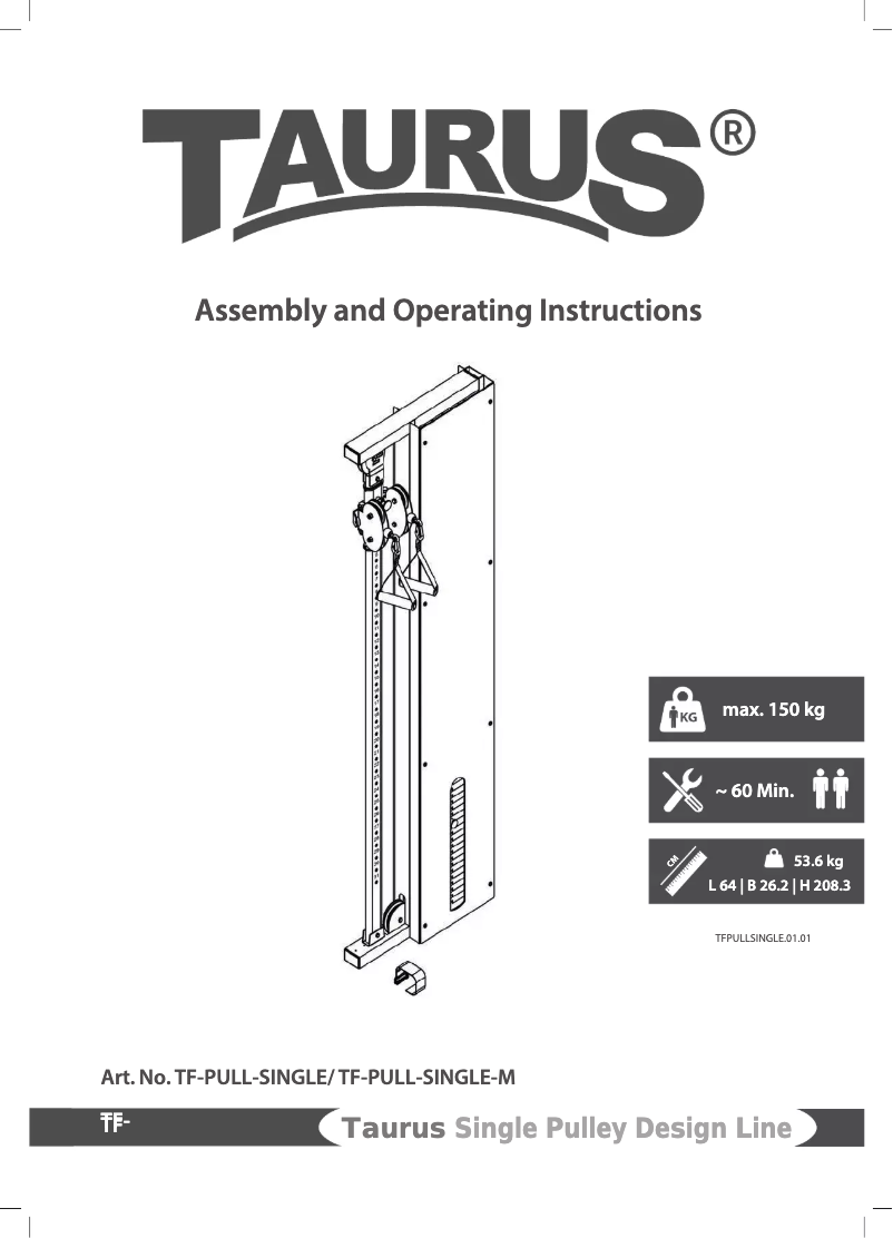 Page n°1 - Manuel utilisateur Taurus Single Pulley Design Line