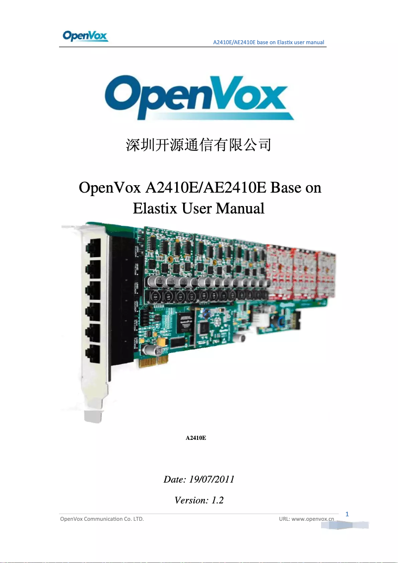 Page n°1 - Manuel utilisateur OpenVox A2410P