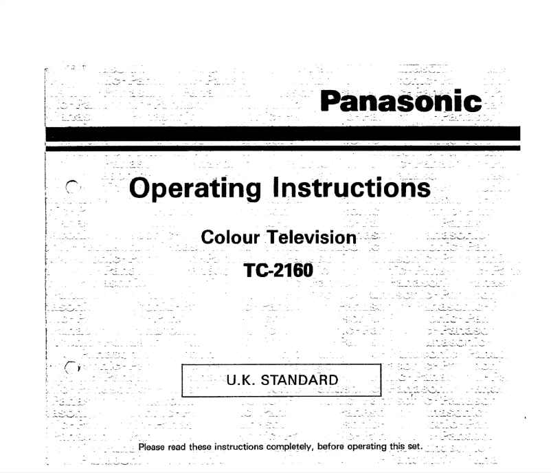 Page 1 de la notice Manuel utilisateur Panasonic TC-2160