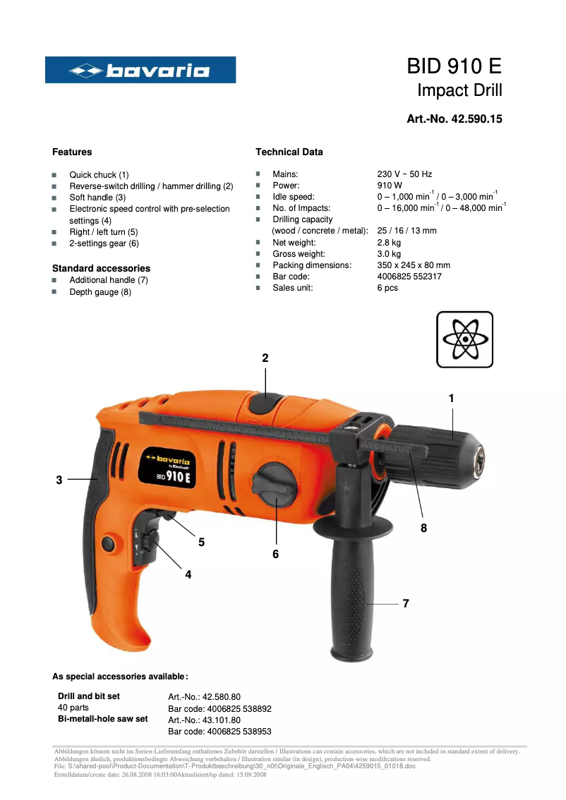 Página 1 del manual Manual de usuario Bavaria BID 910 E