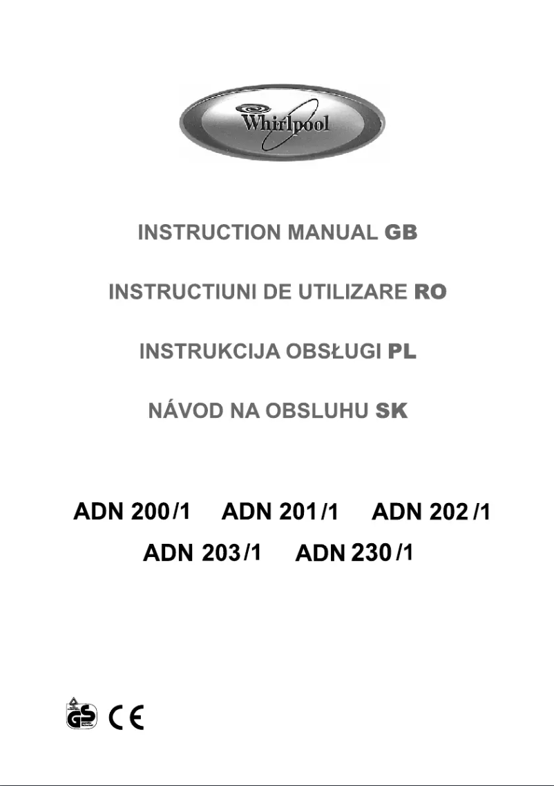 Page n°1 - Manuel utilisateur Whirlpool ADN 202/1