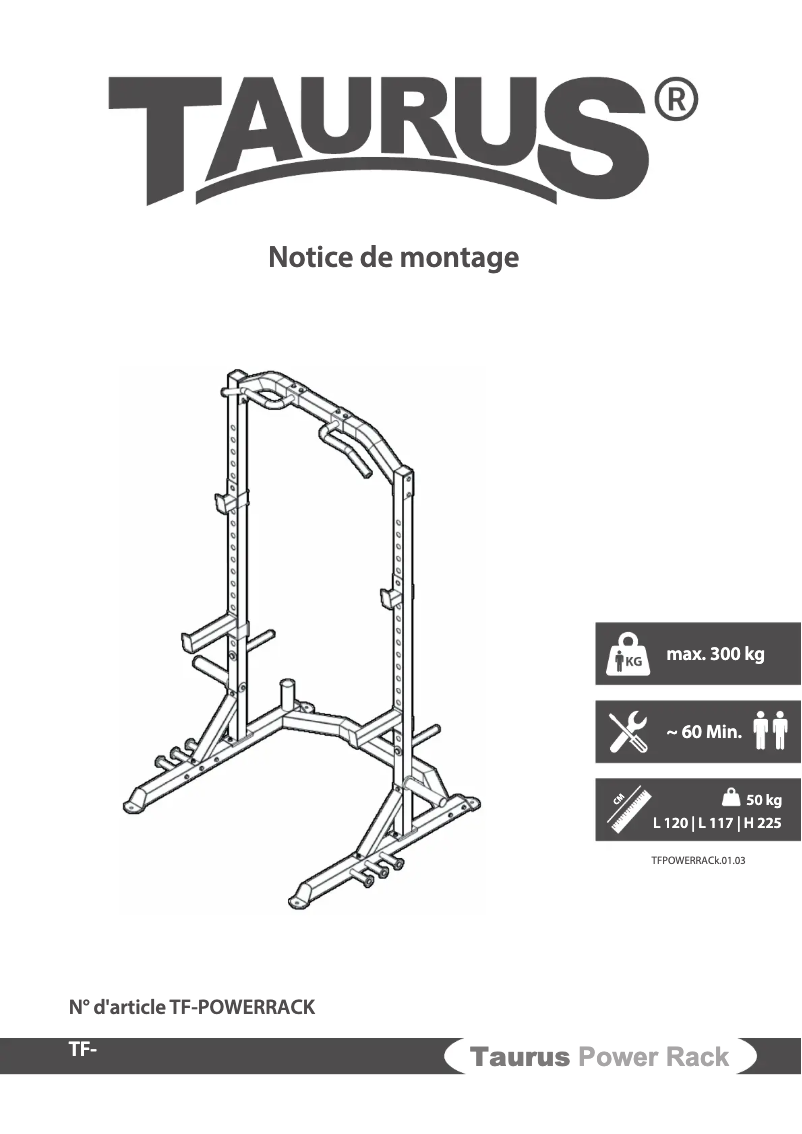 Image de la première page du manuel de l'appareil Power Rack