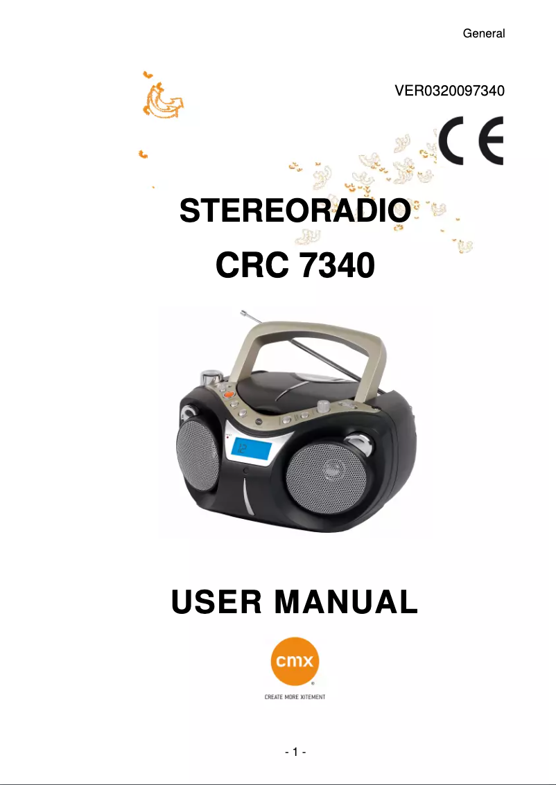 Page n°1 - Manuel utilisateur CMX CRC 7340