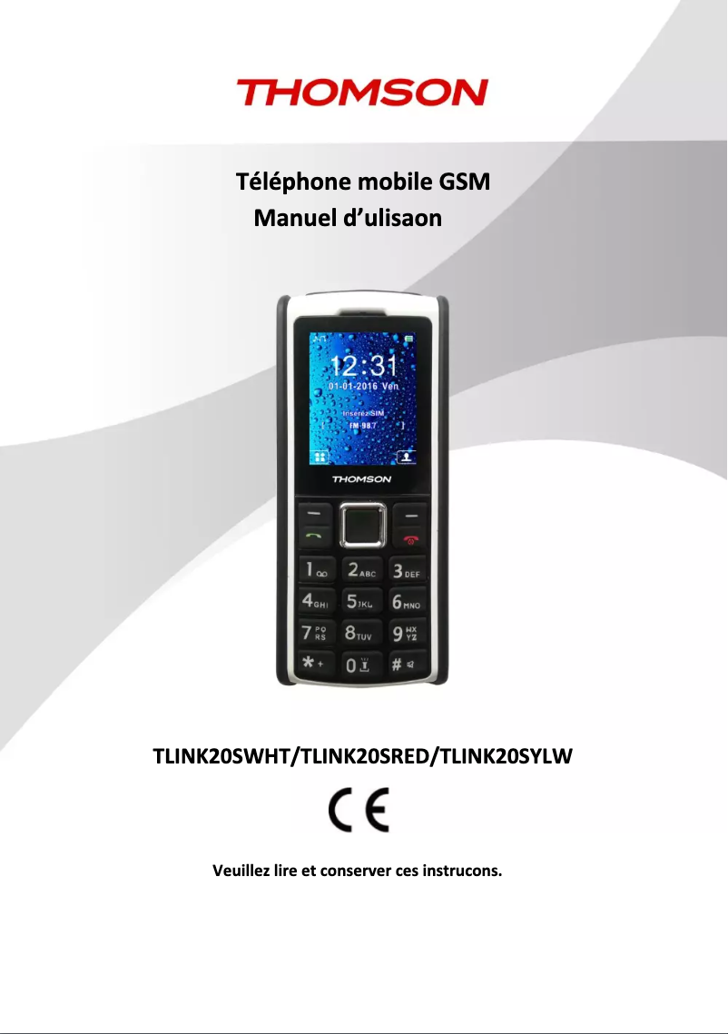 Page n°1 - Manuel utilisateur Thomson Tlink 20S