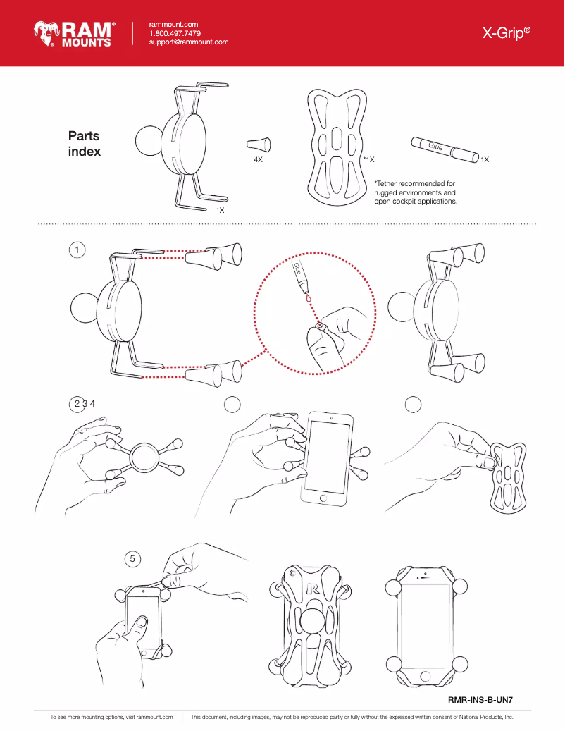 Page 1 de la notice Manuel utilisateur RAM Mounts X-Grip