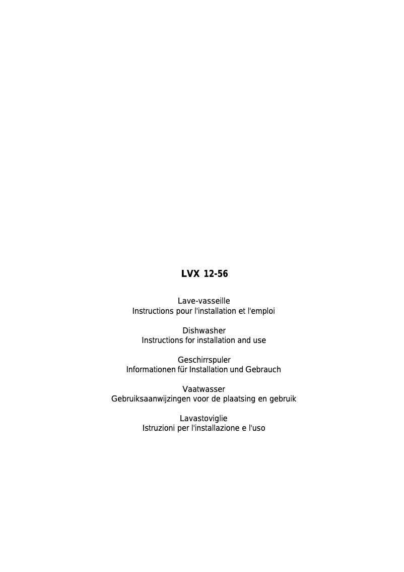 Page n°1 - Manuel utilisateur Scholtès LVX 12-56 WH