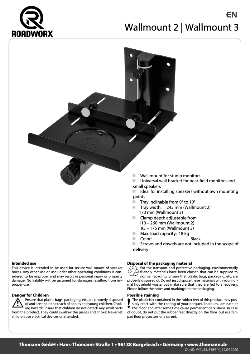 Page n°1 - Manuel utilisateur Roadworx Wallmount 3