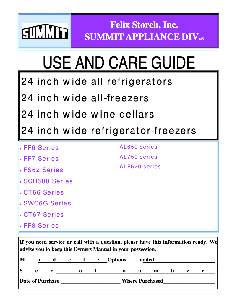 Page 1 de la notice Manuel utilisateur Summit AL750LBISSHV