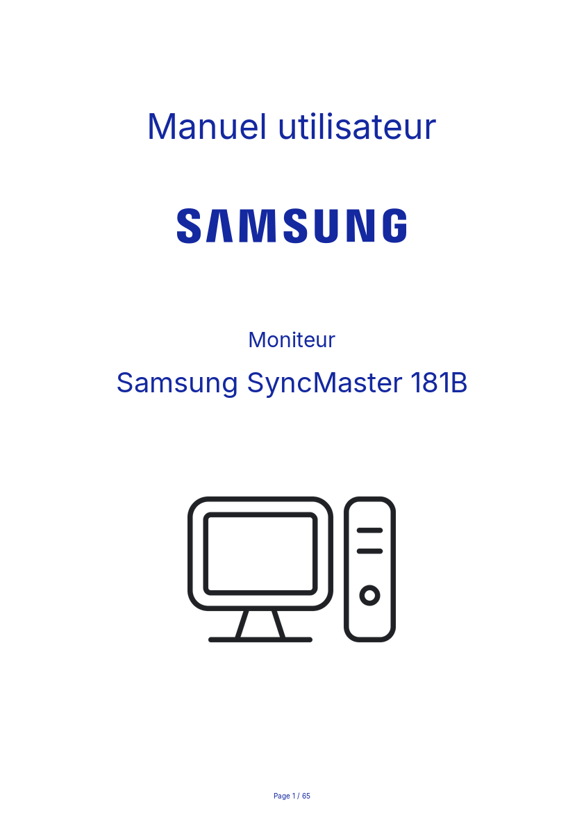 Page n°1 - Manuel utilisateur Samsung SyncMaster 181B