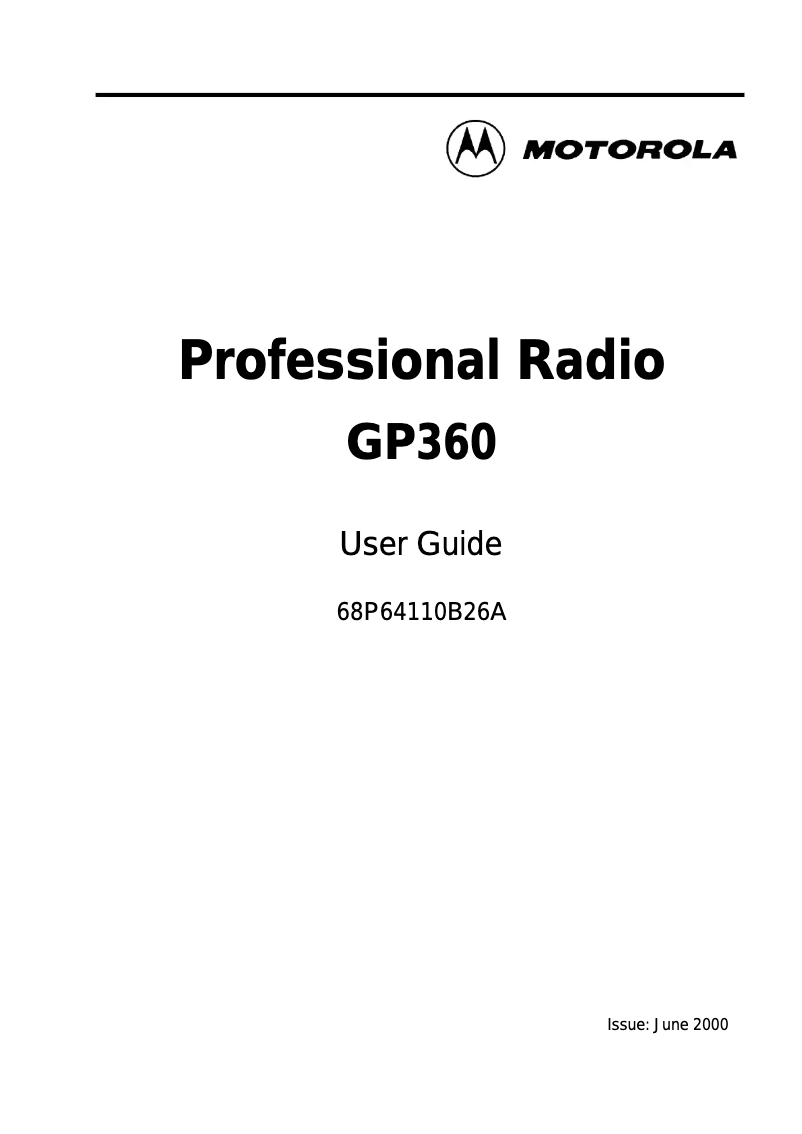 Page 1 de la notice Manuel utilisateur Motorola GP360