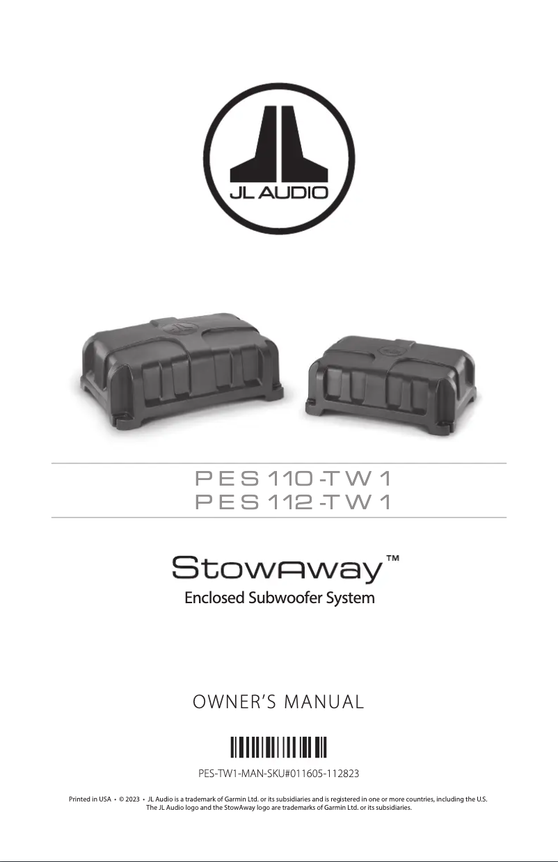 Page n°1 - Manuel utilisateur JL Audio PES110-TW1