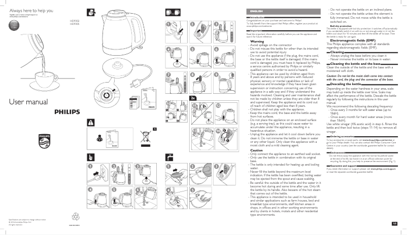 Image de la première page du manuel de l'appareil HD9302