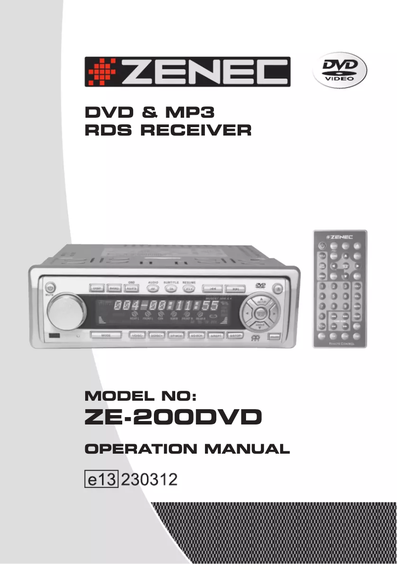 Image de la première page du manuel de l'appareil ZE-200DVD