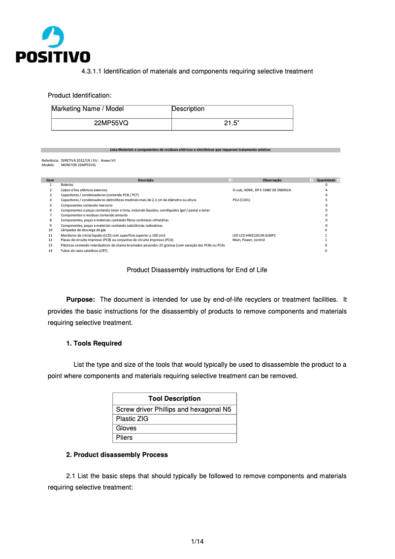 Page n°1 - Manuel utilisateur Positivo 22MP55VQ
