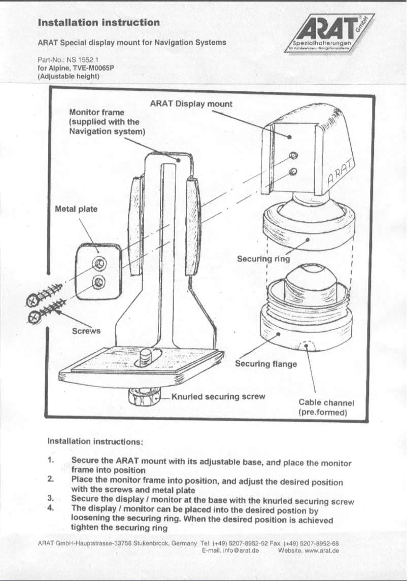 Page n°1 - Manuel utilisateur Arat NS1552.1