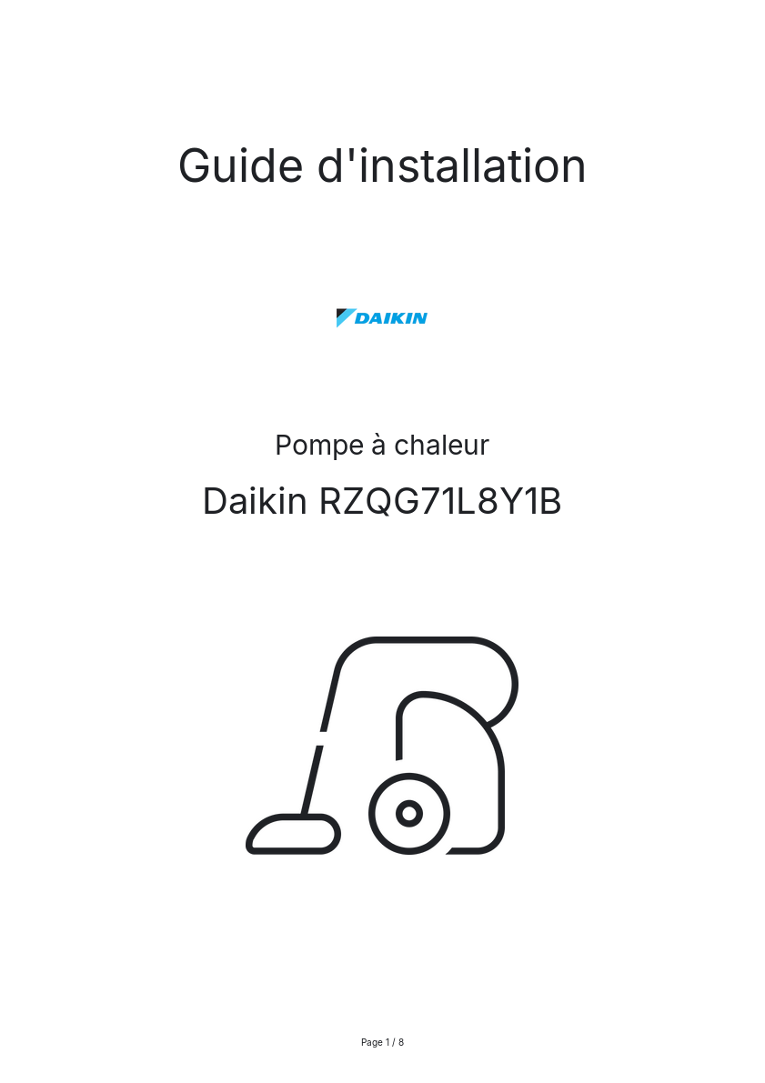 Image de la première page du manuel de l'appareil RZQG71L8Y1B