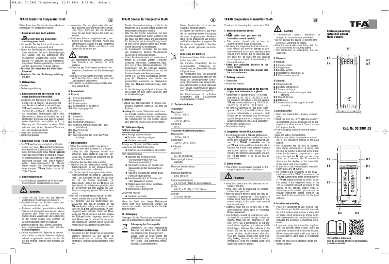 Image de la première page du manuel de l'appareil ID-A5 30.3901.02