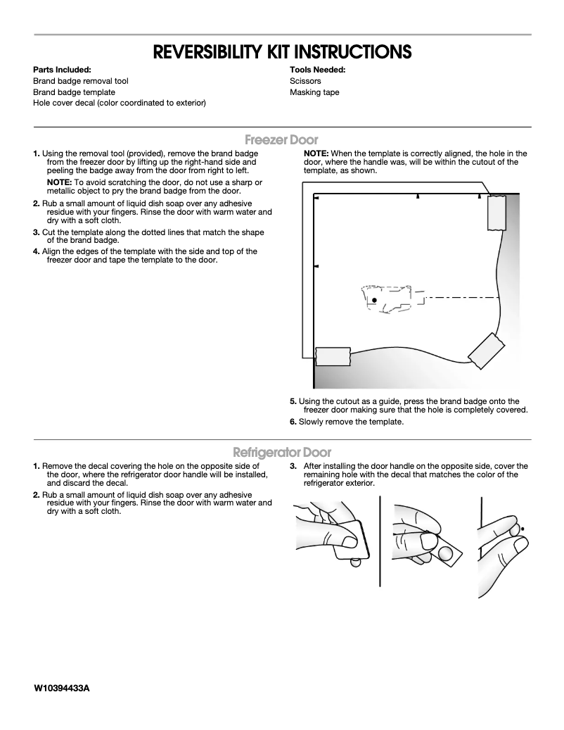 Page 1 de la notice Manuel utilisateur KitchenAid W10395148