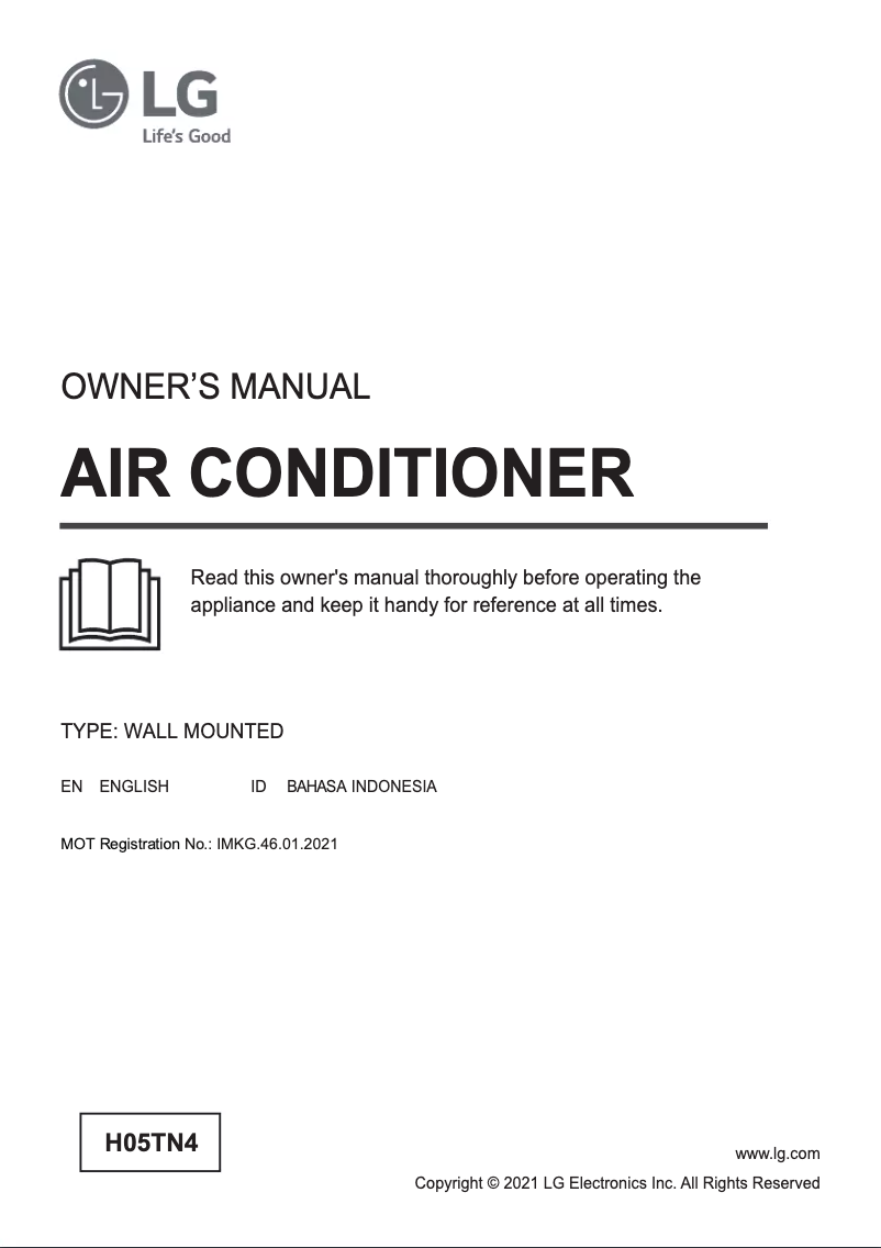 Page 1 de la notice Manuel utilisateur LG H05TN4