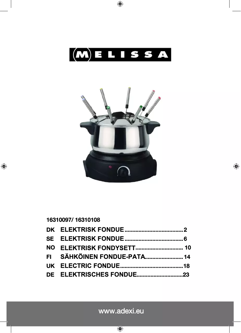 Page 1 de la notice Manuel utilisateur Melissa 16310108