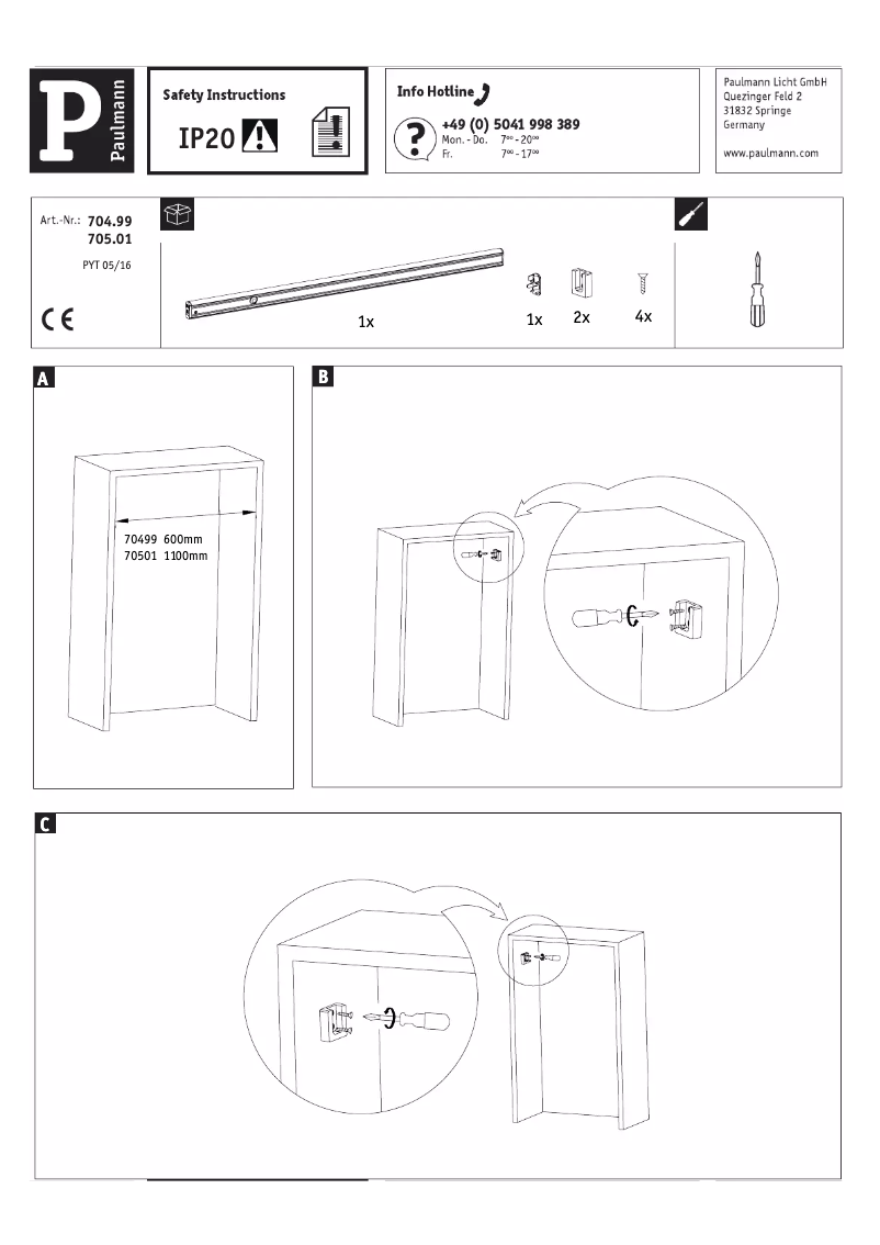 Page 1 de la notice Manuel utilisateur Paulmann 704.99