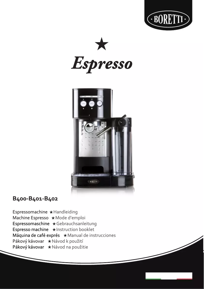Image de la première page du manuel de l'appareil Espresso B400