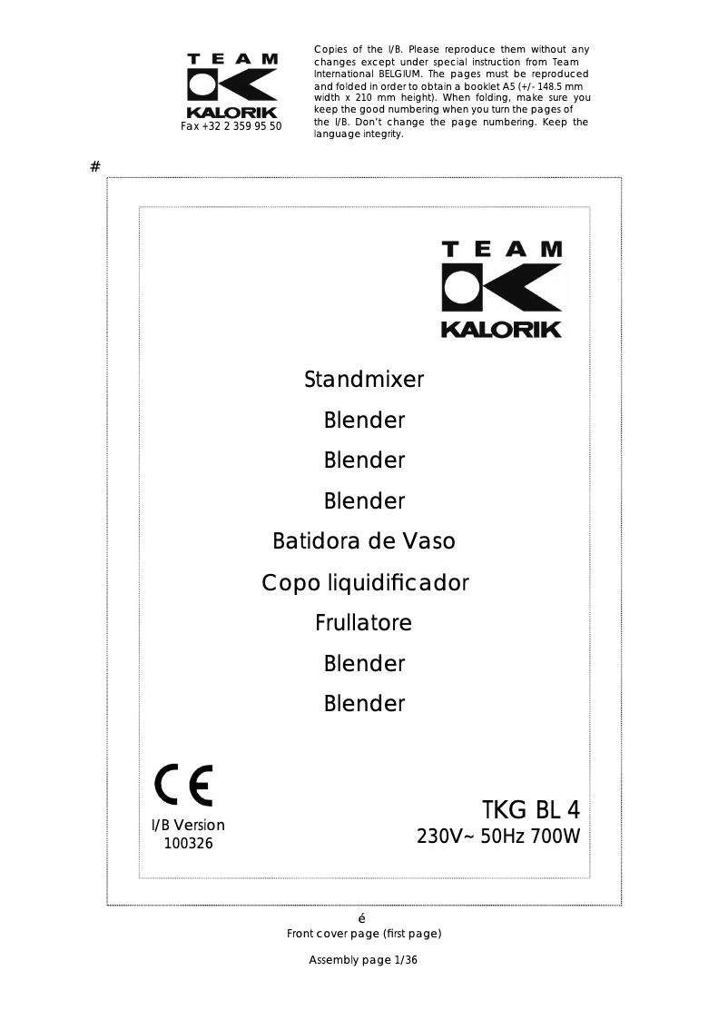 Image de la première page du manuel de l'appareil BL 4