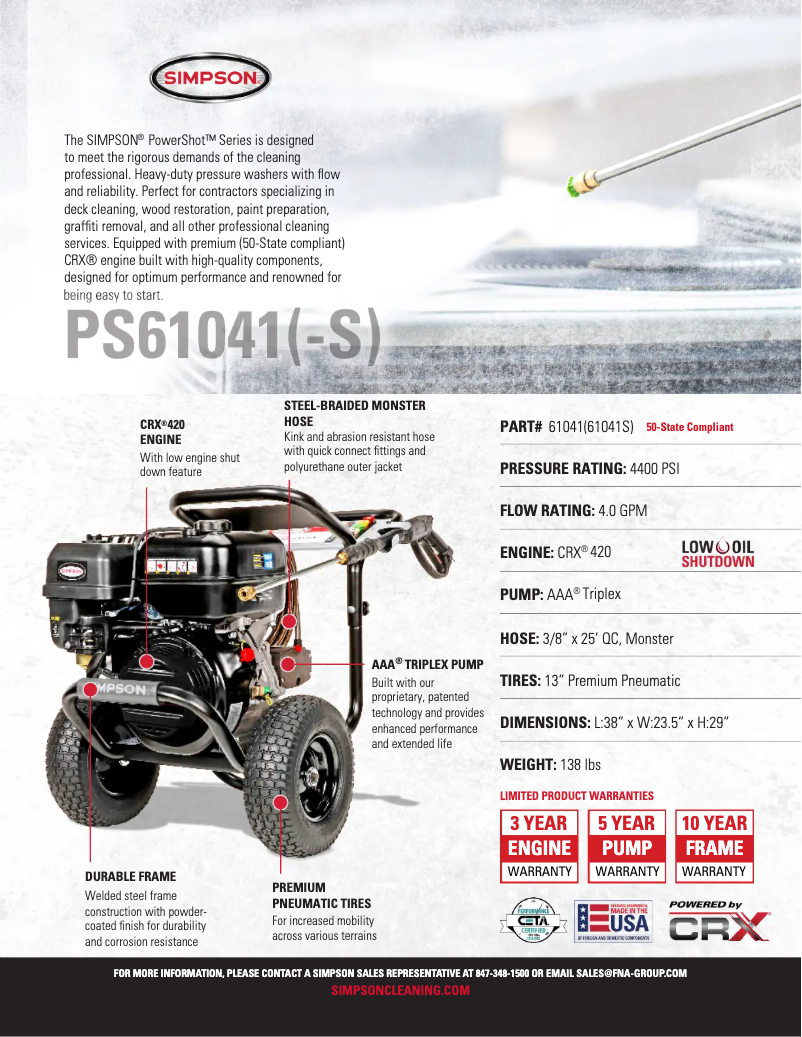 Page 1 de la notice Fiche technique Simpson PowerShot PS-61041